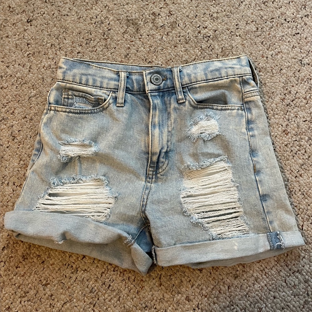 Ripped light wash Jean shorts